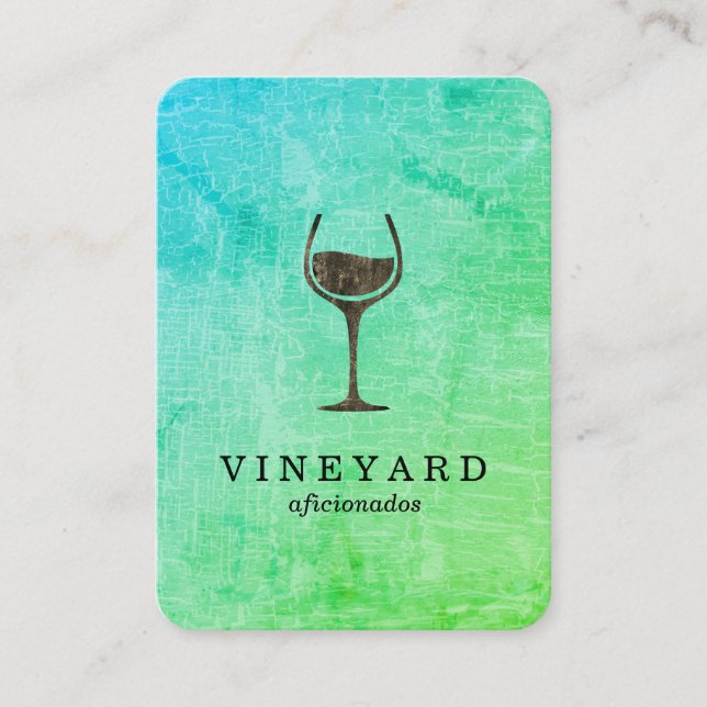 Carte De Visite Texture marbrée chic avec verre à vin (Devant)
