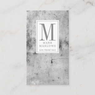 Carte De Visite Texture minimale en marbre gris monogramme