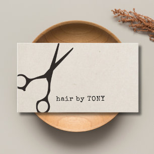 Carte De Visite Texture minimaliste beige noir Ciseaux Coiffeur