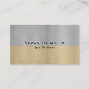 Carte De Visite Texture minimaliste en or et argent métallique de 