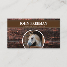 Carte De Visite Texture moderne en bois Horse Photo équestre