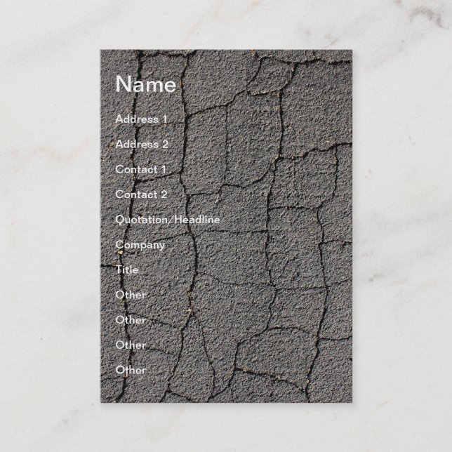 Carte De Visite Texture noire criquée de trottoir (Devant)