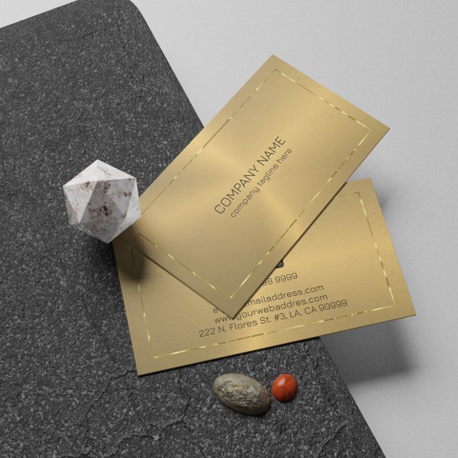 Carte De Visite Texture or métallique brillant bordure or (Créateur téléchargé)