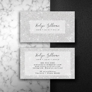 Carte De Visite Texture Parties scintillant argent blanc brillant