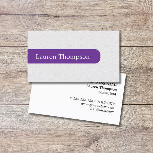 Carte De Visite Texture pastel élégant blanc violet Consultant
