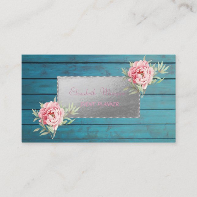 Carte De Visite Texture Professionnelle Élégante En Bois, Fleurs (Devant)
