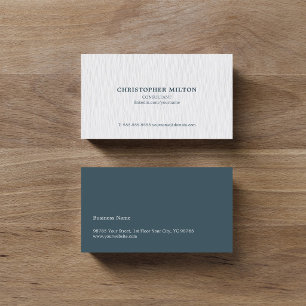 Carte De Visite Texture simple et élégante Blanc bleu Consultant