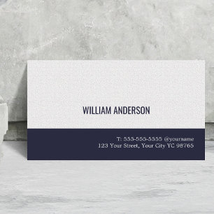 Carte De Visite Texture simple et élégante Blanc bleu Consultant