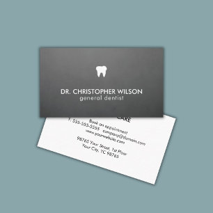 Carte De Visite Texture simple Gris Blanc Dents Logo Dentiste
