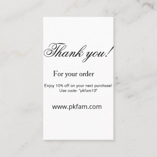 Carte De Visite Thank you for purchase pink family business detail