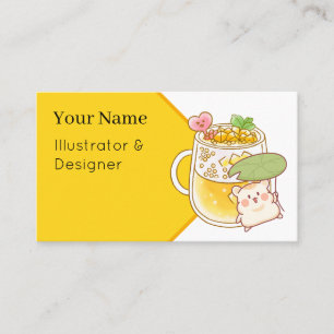 Carte De Visite Thé à bulles Kawaii Hamster - Boisson d'été & Lily