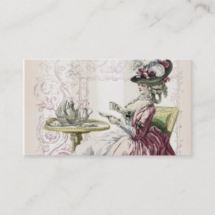 Carte De Visite Thé de l'après-midi, rayures gris de colombe pâle