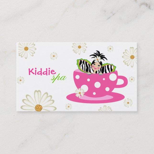 Carte De Visite Thé Spa pour enfants pour deux jours mignonne Zèbr (Devant)