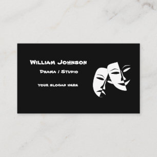 Carte De Visite Théâtre Masque Comédie Tragédie Black White Busine