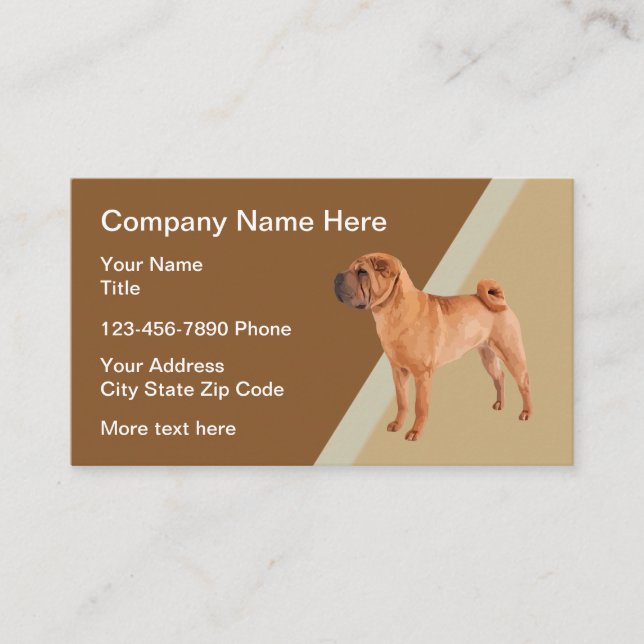 Carte De Visite Thème chinois Shar-Pei Chien (Devant)