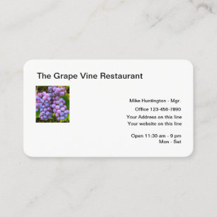 Carte De Visite Thème de la vigne du restaurant