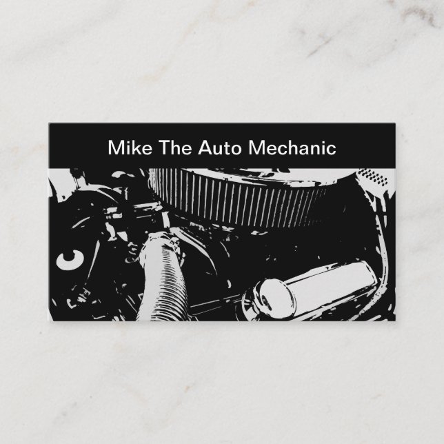 Carte De Visite Thème de mécanicien automobile (Devant)
