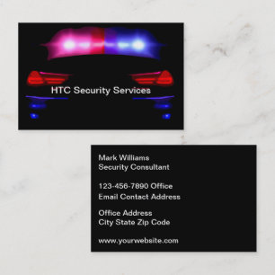 Carte De Visite Thème de voiture de police des services de sécur