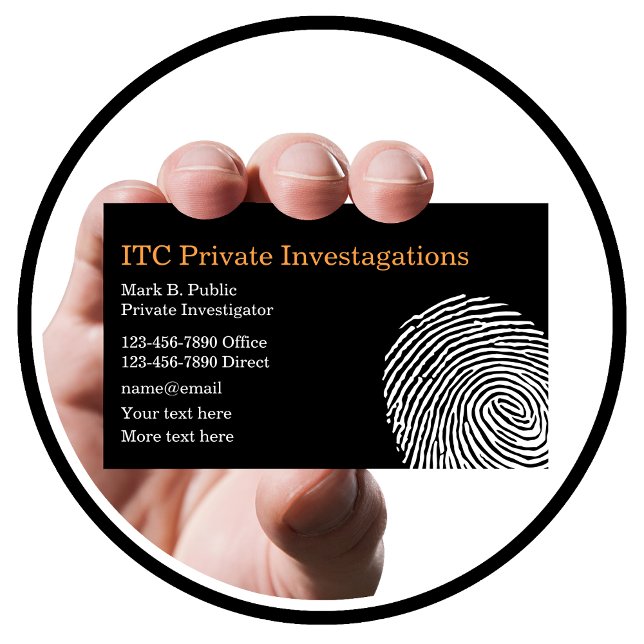 Carte De Visite Thème d'empreintes digitales du chercheur privé (Private Investigator)