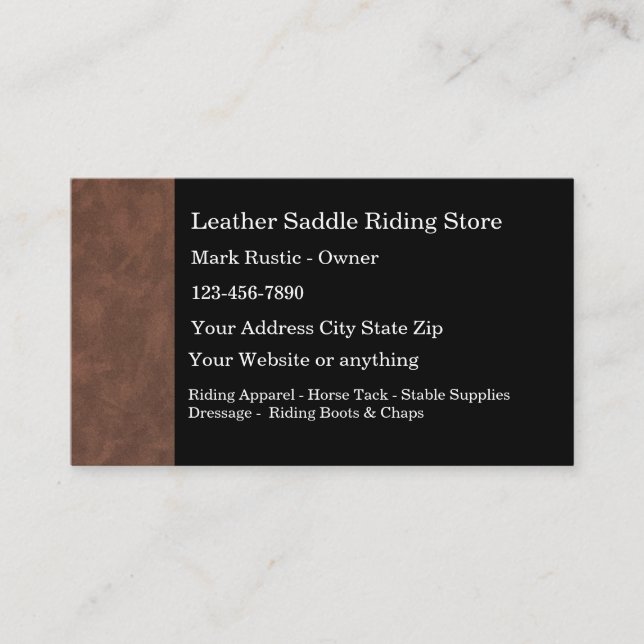 Carte De Visite Thème du cuir de la selle de cheval (Devant)