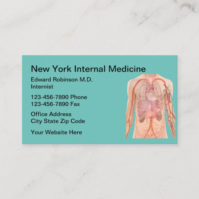 Carte De Visite Thème Interniste Médicale (Devant)