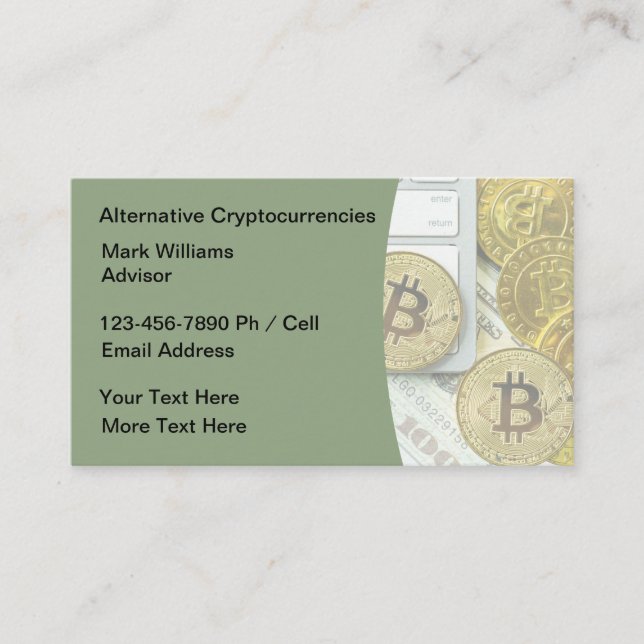 Carte De Visite Thème Investissement Bitcoin Cryptomonnaie (Devant)