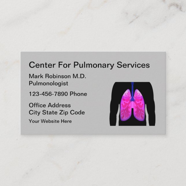 Carte De Visite Thème Médicale du pulmonologue Lung Doctor (Devant)