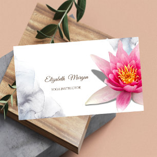 Carte De Visite Thérapeute, Aquarelle Lotus, Yoga