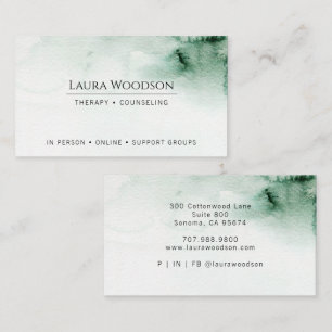 Carte De Visite Thérapeute Conseiller Résumé Aquarelle Verte