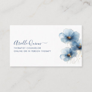Carte De Visite Thérapeute Conseiller Sérénité Aquarelle Indigo
