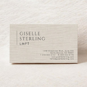Carte De Visite Thérapeute de mariage agréé LMFT Lin naturel