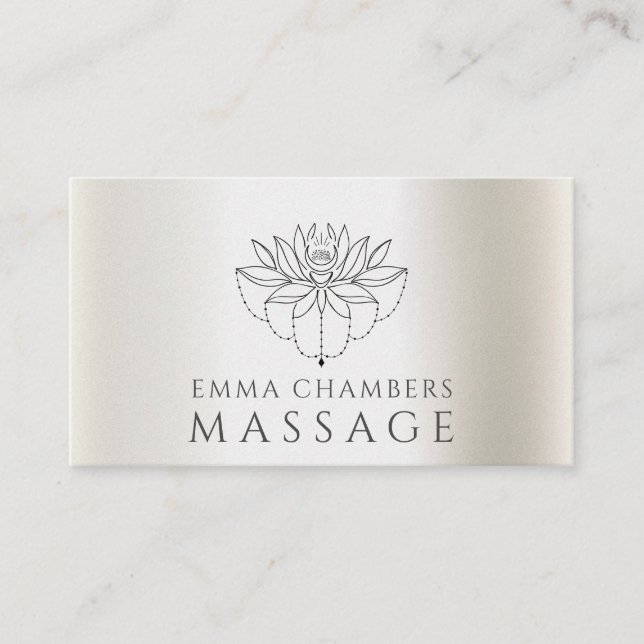 Carte De Visite Thérapeute de massage aux fleurs Lotus (Devant)