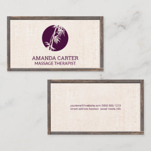 Carte De Visite Thérapeute de massage   Bamboo Icon Bois Frame
