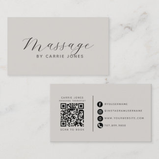 Carte De Visite Thérapeute de Massage Code QR Neutre