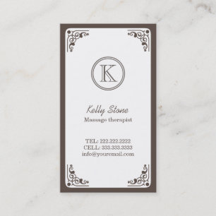 Carte De Visite Thérapeute de massage de frontière d'art déco