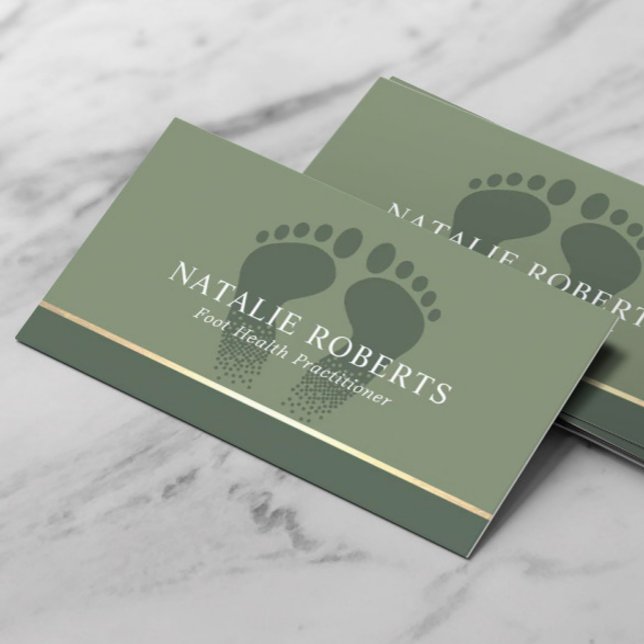 Carte De Visite Thérapeute de massage de pied Podiatre Sage Green  (Créateur téléchargé)