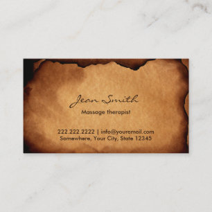 Carte De Visite Thérapeute de massage en papier vieilli
