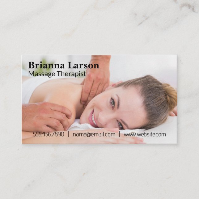 Carte De Visite Thérapeute de massage | Femme qui se fait masser (Devant)