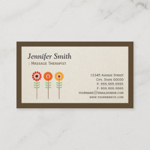 Carte De Visite Thérapeute de massage - Fleurs de soleil simples e
