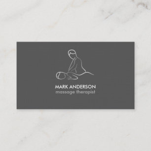 Carte De Visite Thérapeute de Massage Gris Argenté Blanc Spa Masse