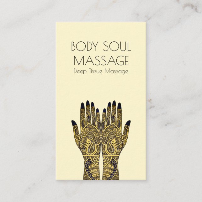 Carte De Visite Thérapeute de massage Henna Mehndi Mains (Devant)