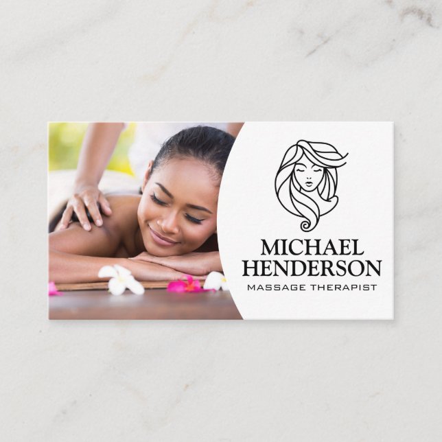 Carte De Visite Thérapeute de massage | Logo du salon de beauté (Devant)
