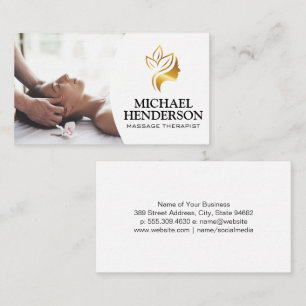 Carte De Visite Thérapeute de massage   Logo Gold Beauty