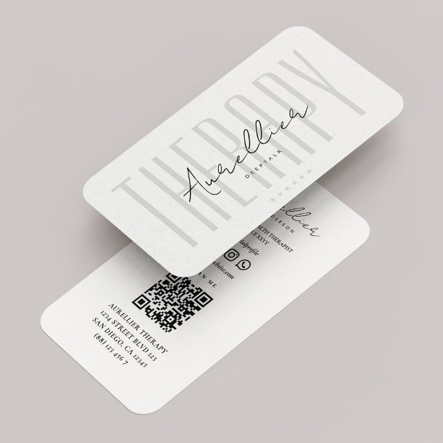 Carte De Visite Thérapeute de massage minimale blanc (Minimal Therapist Psychotherapy White Business Card
)