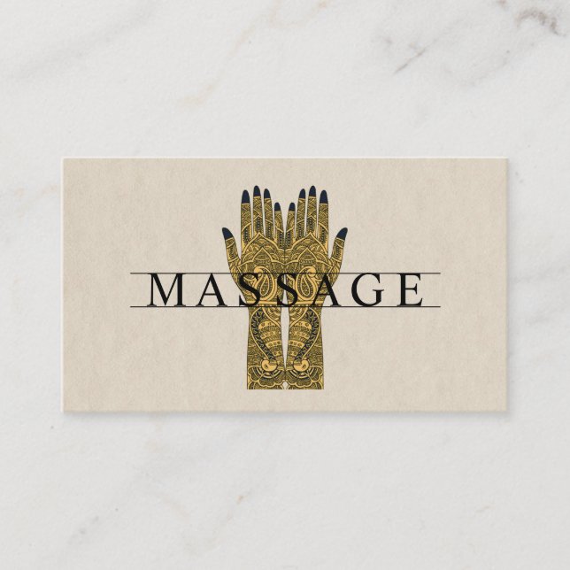 Carte De Visite Thérapeute de Massage moderne Henné mains (Devant)