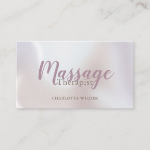 Carte De Visite Thérapeute de Massage Rose Blush Script Iridescent