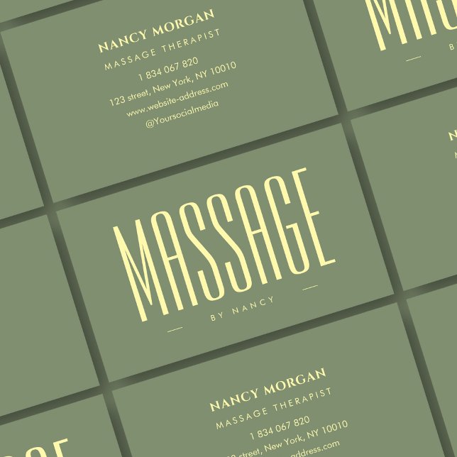 Carte De Visite Thérapeute de massage Sage Green (Créateur téléchargé)