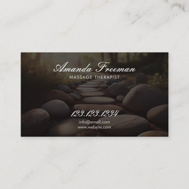 Carte De Visite Thérapeute de massage sur le chemin de pierre Zen (Devant)