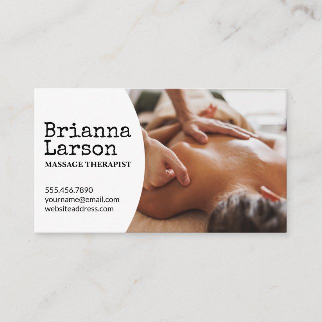 Carte De Visite Thérapeute de massage | Une Femme Qui Reprend Le M (Devant)