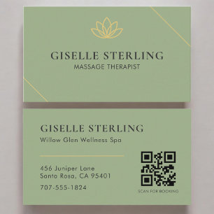Carte de visite thérapeute de massage Vert Sauge C